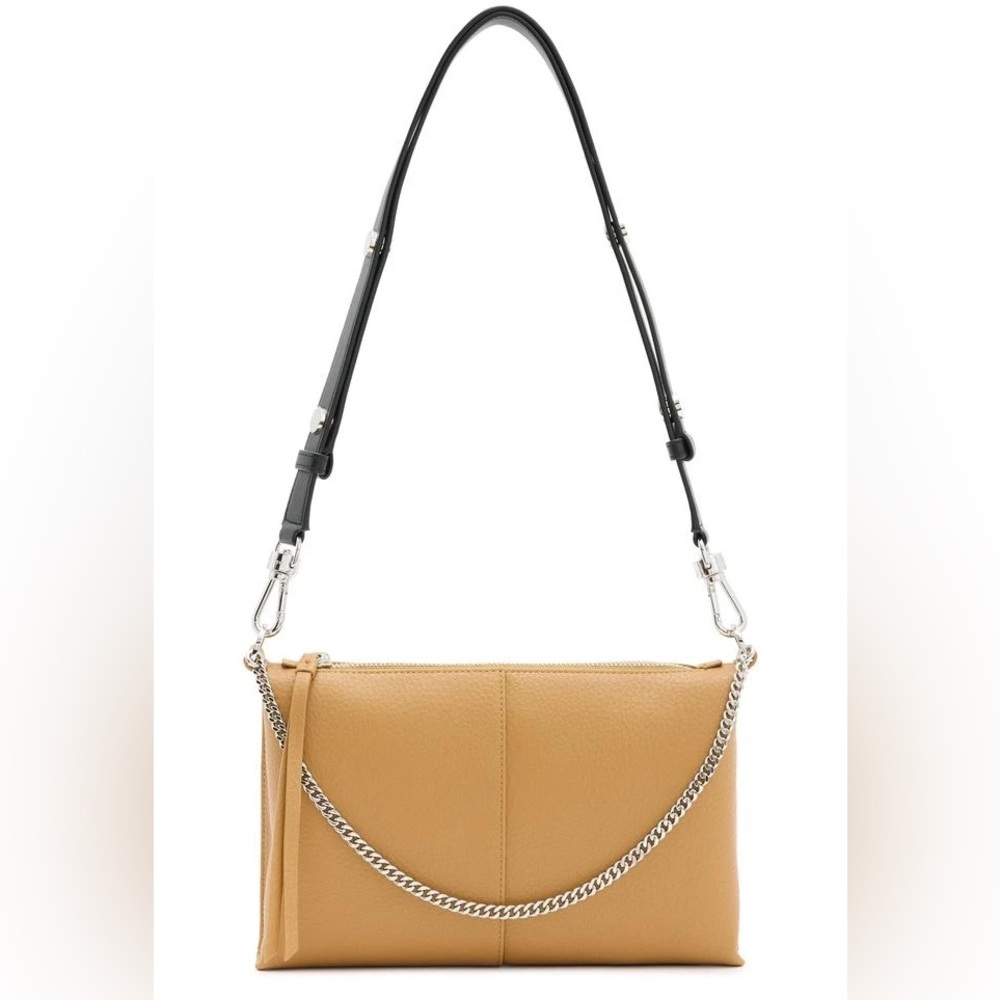 ALL SAINTS TAN & BROWN LEATHER EVE CROSSBODY BAG, NWT